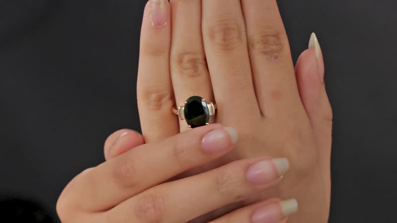 Luxoro 10K Yellow Gold Premium Chrome Diopside and Diamond Ring (Size 10.0) 5.80 ctw