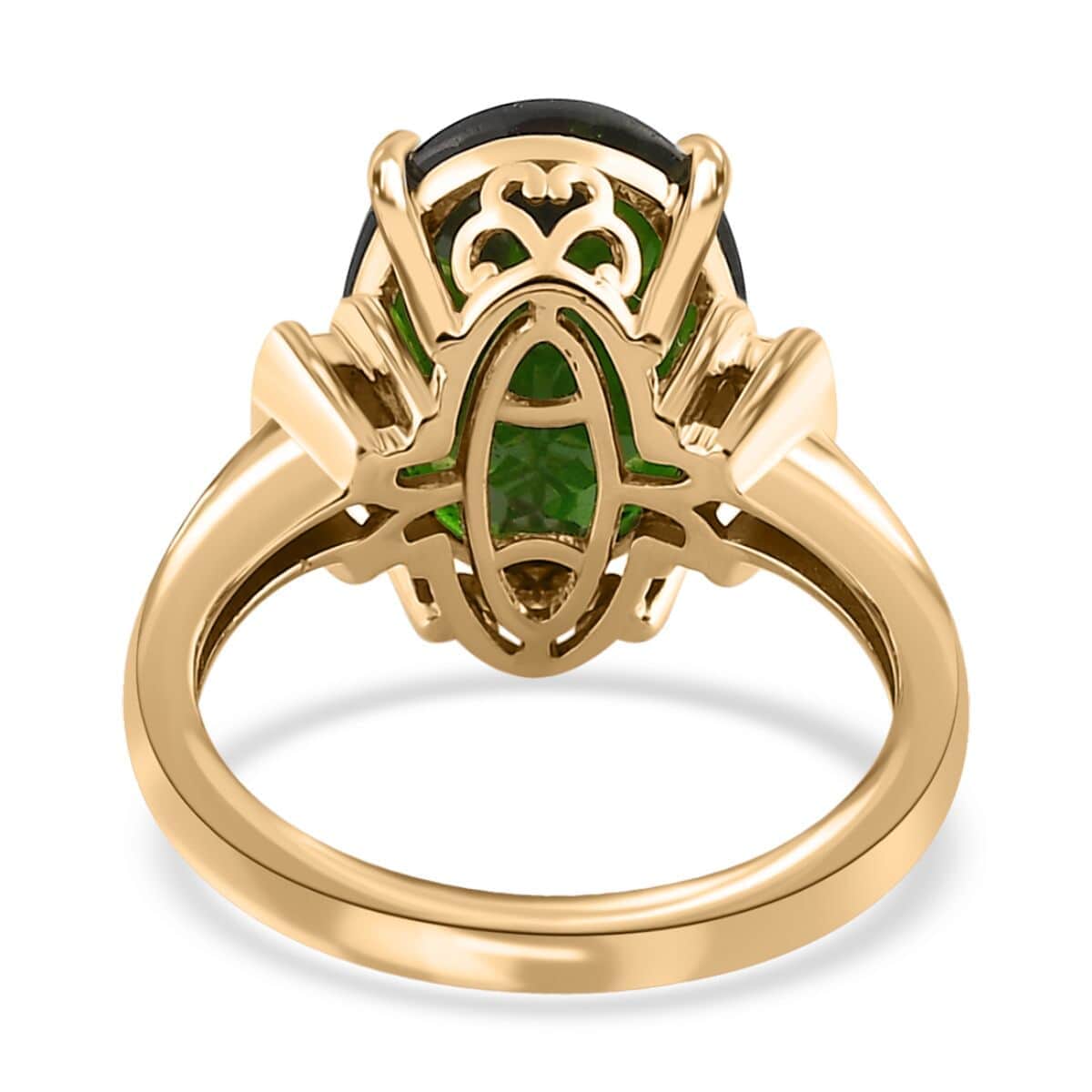 Luxoro 10K Yellow Gold Premium Chrome Diopside and Diamond Ring (Size 10.0) 5.80 ctw image number 4