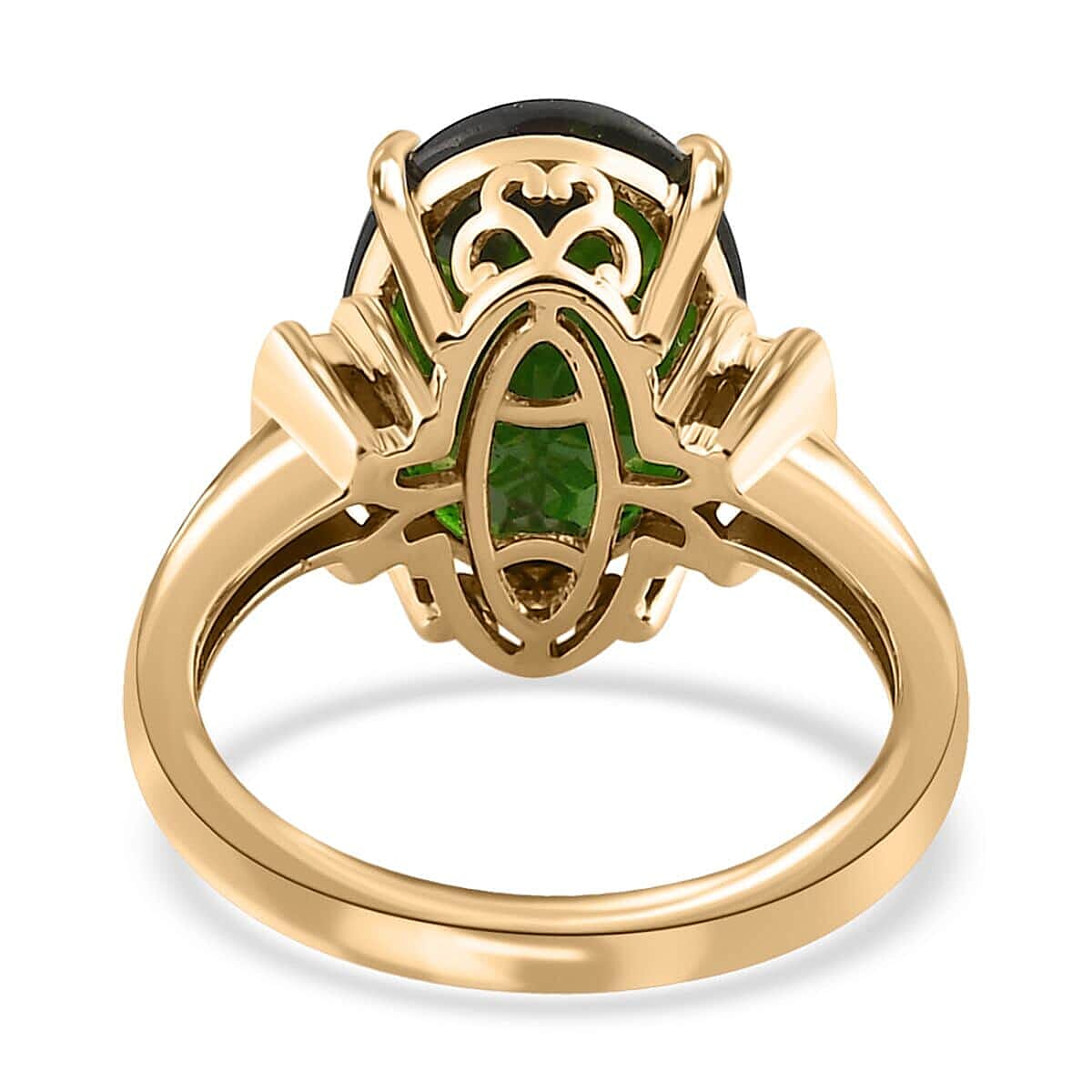 Luxoro 10K Yellow Gold Premium Chrome Diopside and Diamond Ring (Size 9.0) 5.80 ctw image number 4