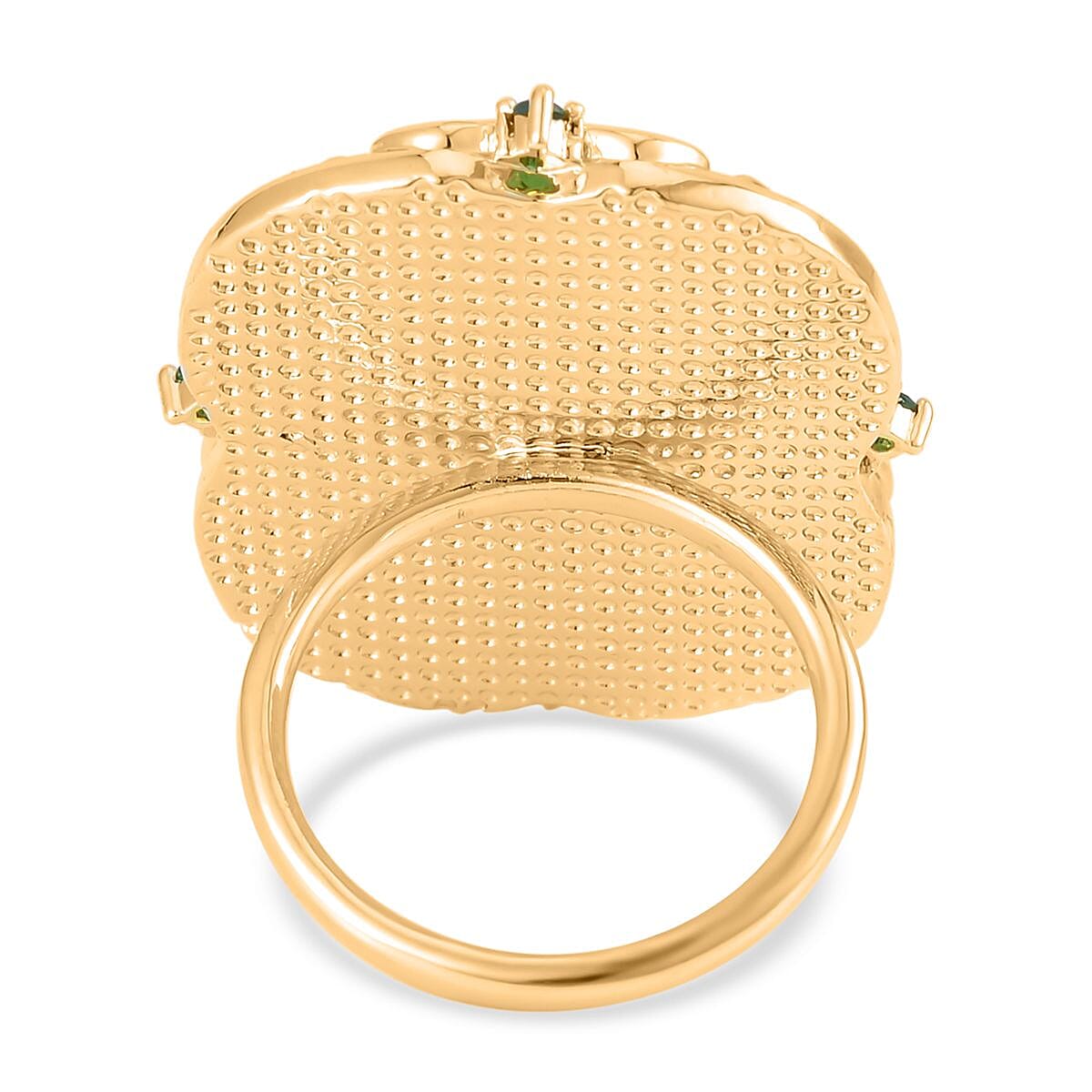 Red Color Cameo and Simulated Diamond Ring in Goldtone (Size 9.0) 3.20 ctw image number 4