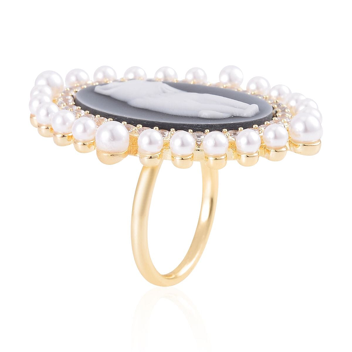 Cameo, Multi Gemstone Ring in Goldtone (Size 10.0) 3.50 ctw image number 3