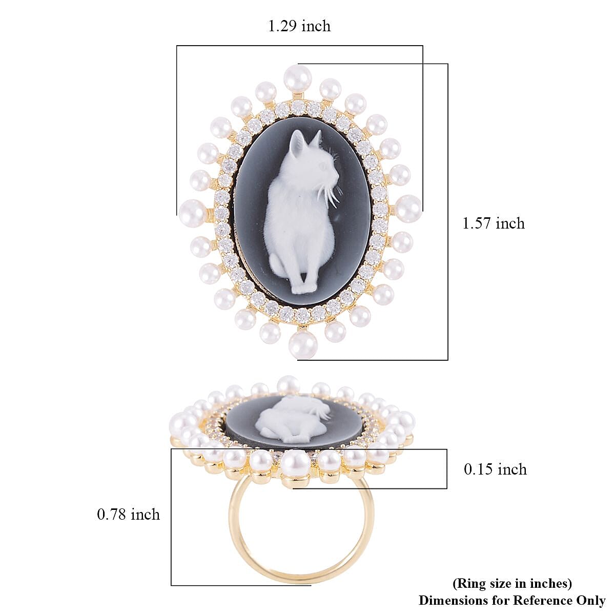 Cameo and Multi Gemstone Ring in Goldtone (Size 9.0) 3.50 ctw image number 5