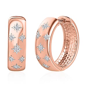 Moissanite Celestial Starburst Hoop Earrings in Vermeil Rose Gold Over Sterling Silver 0.10 ctw