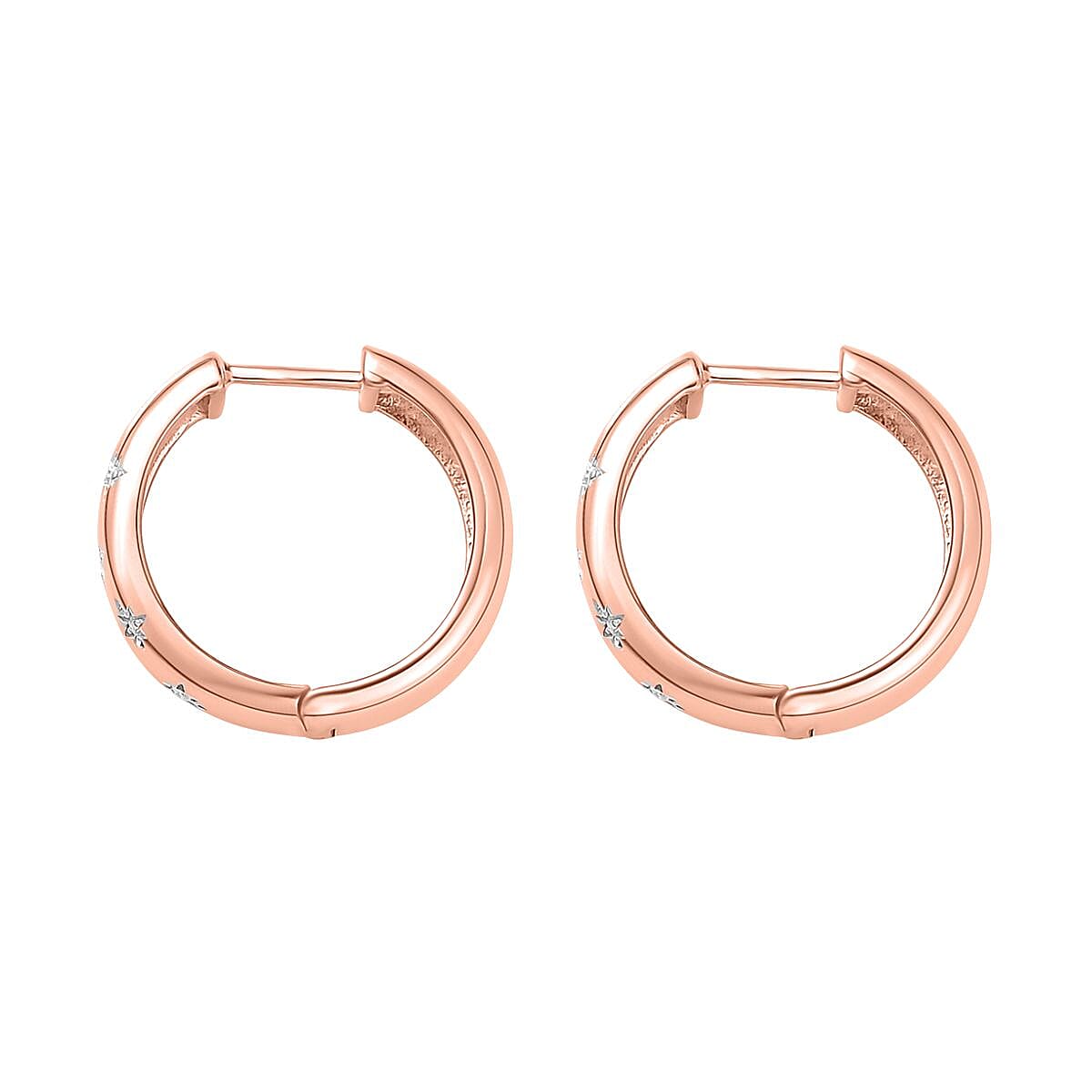 Moissanite Celestial Starburst Hoop Earrings in Vermeil Rose Gold Over Sterling Silver 0.10 ctw image number 2
