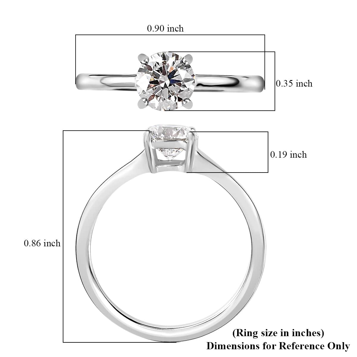 950 Platinum E-F VS Luxuriant Lab Grown Diamond Solitaire Ring (Size 8.0) 4.60 Grams 1.00 ctw image number 5