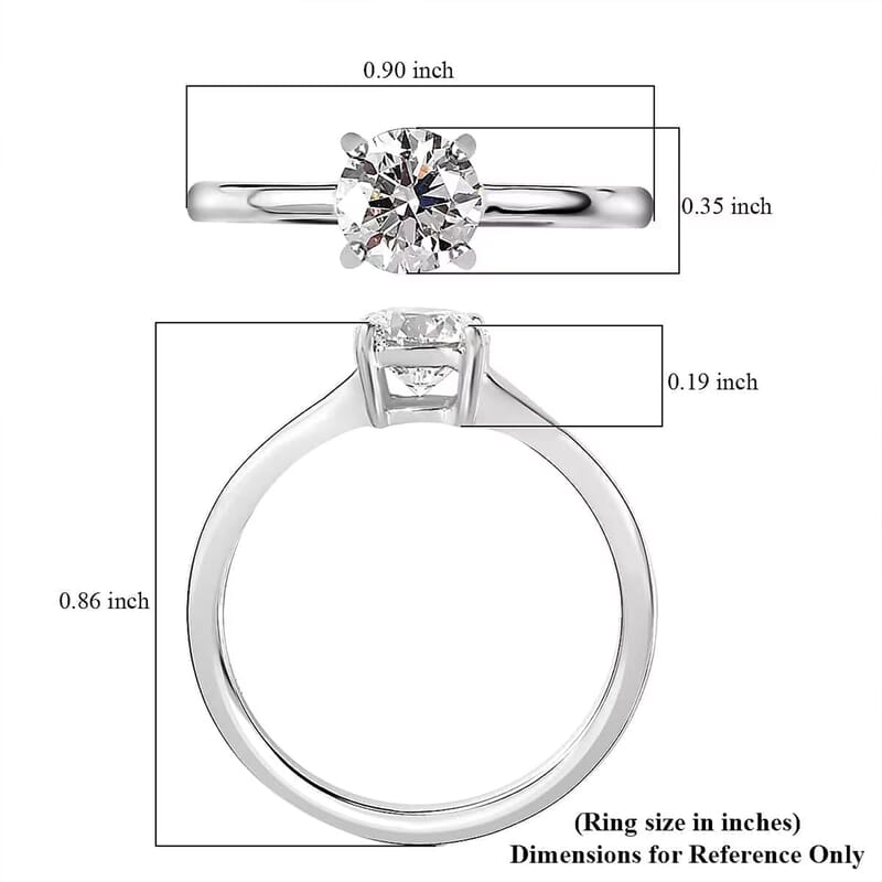 950 Platinum Luxuriant Lab Grown Diamond E-F VS Solitaire Ring (Size 8.0) 4.60 Grams 1.00 ctw