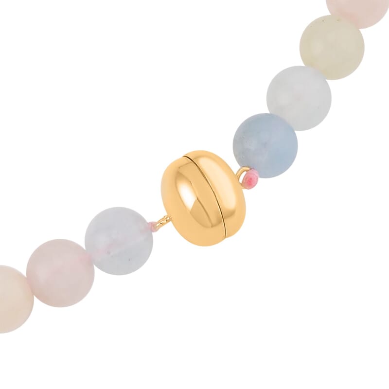 10K Yellow Gold Magnetic Lock Multi Beryl Beaded Necklace 20 Inches 331.00 ctw