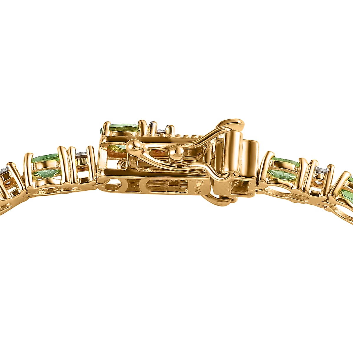 Premium Tsavorite Garnet and Moissanite Tennis Bracelet in Vermeil Yellow Gold Over Sterling Silver (7.25 In) 5.50 ctw image number 3