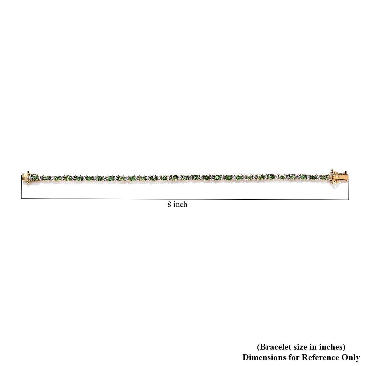 Premium Tsavorite Garnet and Moissanite Tennis Bracelet in Vermeil Yellow Gold Over Sterling Silver (7.25 In) 5.50 ctw image number 4