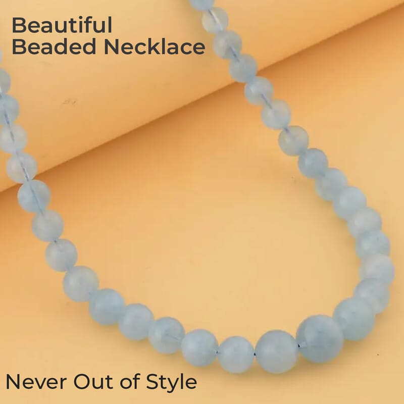 AAA Mangoro Aquamarine 280.00 ctw 5-12mm Beaded Necklace, 14K Yellow Gold Magnetic Clasp Necklace, 20 Inch Necklace, Aquamarine Beaded Jewelry