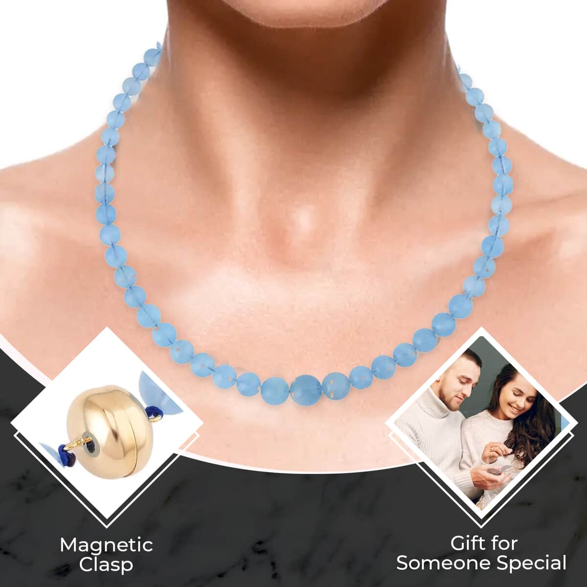 14K Yellow Gold Magnetic Lock AAA Mangoro Aquamarine 5-12mm Beaded Necklace 20 Inches 280.00 ctw image number 2
