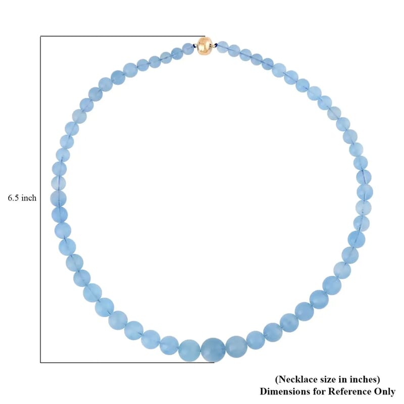 AAA Mangoro Aquamarine 280.00 ctw 5-12mm Beaded Necklace, 14K Yellow Gold Magnetic Clasp Necklace, 20 Inch Necklace, Aquamarine Beaded Jewelry