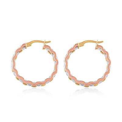 14K Tri Color Gold Hoop Earrings 4.6 Grams