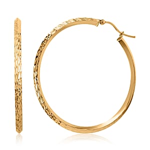 14K Yellow Gold Fancy Diamond cut Hoop Earrings 3.20 Grams