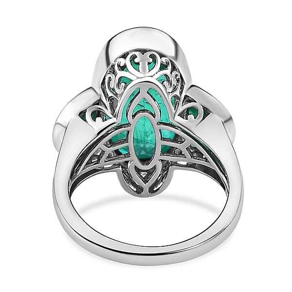 Emeraldine Quartz (Triplet) 11.60 ctw Ring in Platinum Over Sterling Silver (Size 6.5)