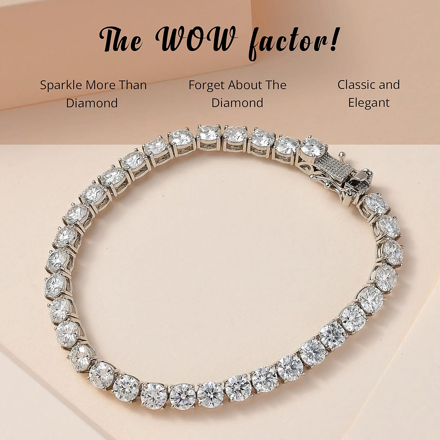 Moissanite 14.65 ctw Tennis Bracelet, Moissanite Bracelet, Platinum Over Sterling Silver Bracelet, Moissanite Jewelry, Gifts For Her (7.25 In)