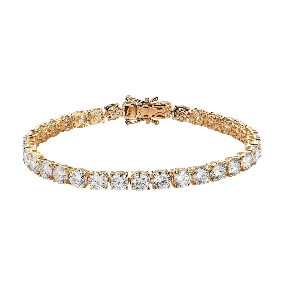 Moissanite 14.65 ctw Tennis Bracelet, Moissanite Bracelet, Vermeil Yellow Gold Over Sterling Silver Bracelet, Moissanite Jewelry, Gifts For Her (7.25 In) image number 0