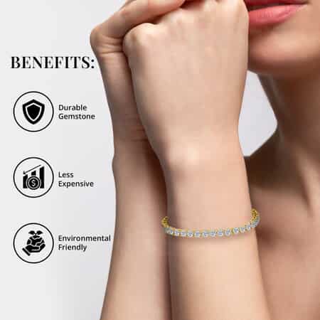 Buy Moissanite Tennis Bracelet, Moissanite Bracelet, Vermeil Yellow Gold  Over Sterling Silver Bracelet, Moissanite Jewelry, Gifts For Her (7.25 In)  14.65 ctw at