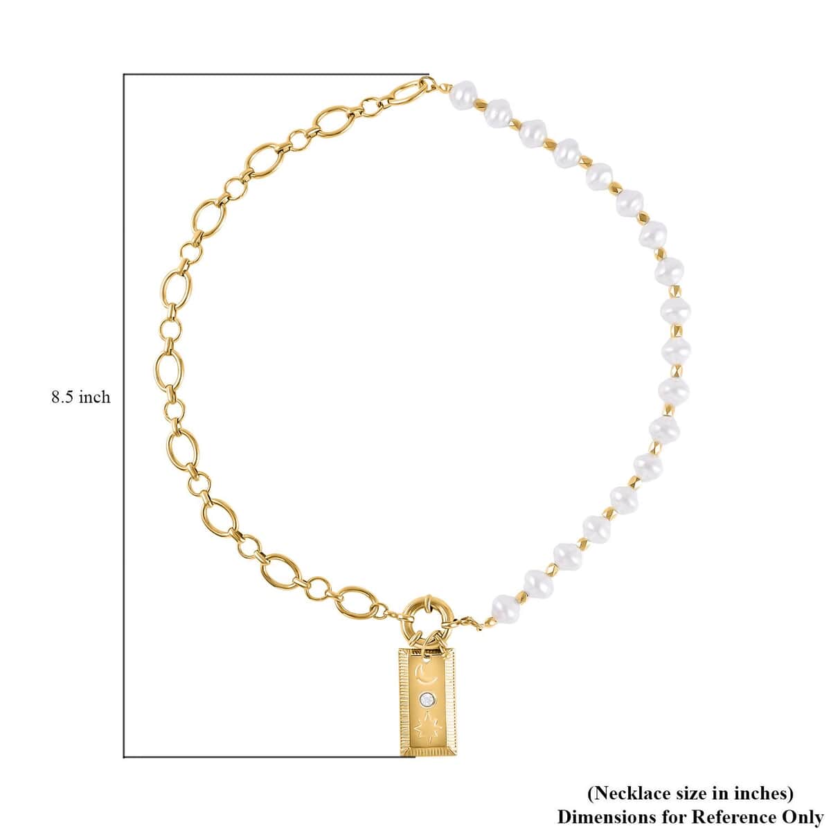 Simulated Pearl and Austrian Crystal Celestial Necklace 20-22 Inches in Goldtone image number 3