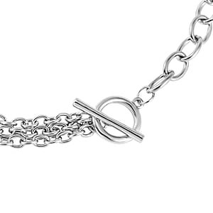 Simulated Pearl Pendant with Link Chain Necklace 20-22 Inches in Silvertone