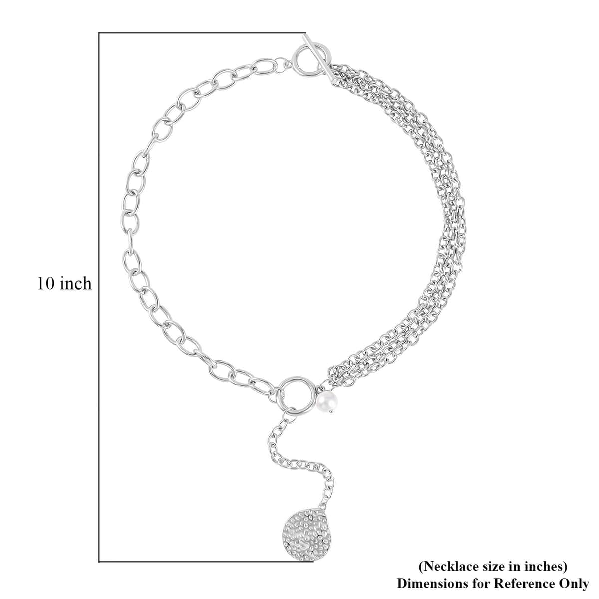 Simulated Pearl Pendant with Link Chain Necklace 20-22 Inches in Silvertone image number 4