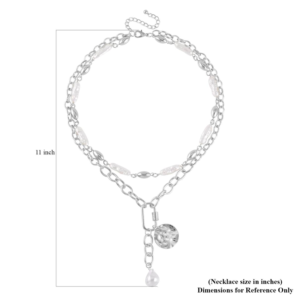 Simulated Pearl Pendant with Link Chain Necklace 20-22 Inches in Silvertone image number 4