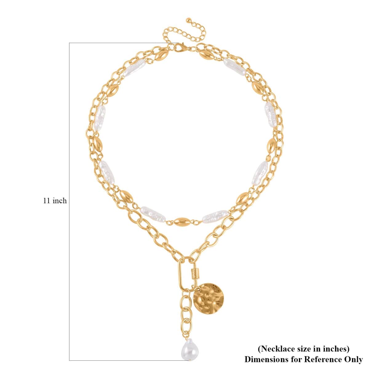 Simulated Pearl Pendant with Link Chain Necklace 20-22 Inches in Goldtone image number 4