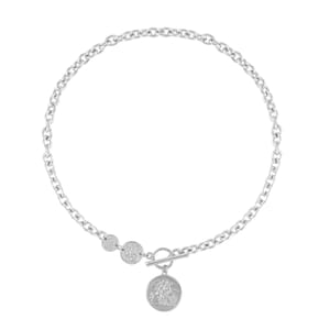 Coin Necklace 20-22 Inches in Silvertone