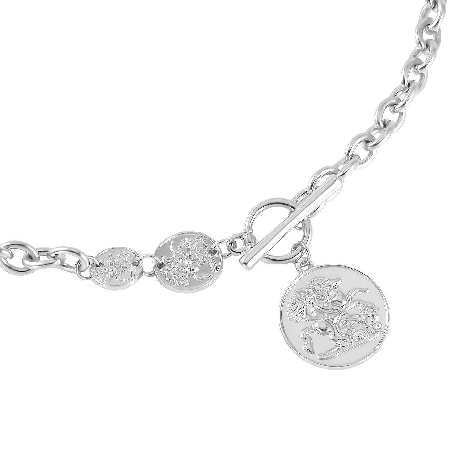 Coin Necklace 20-22 Inches in Silvertone