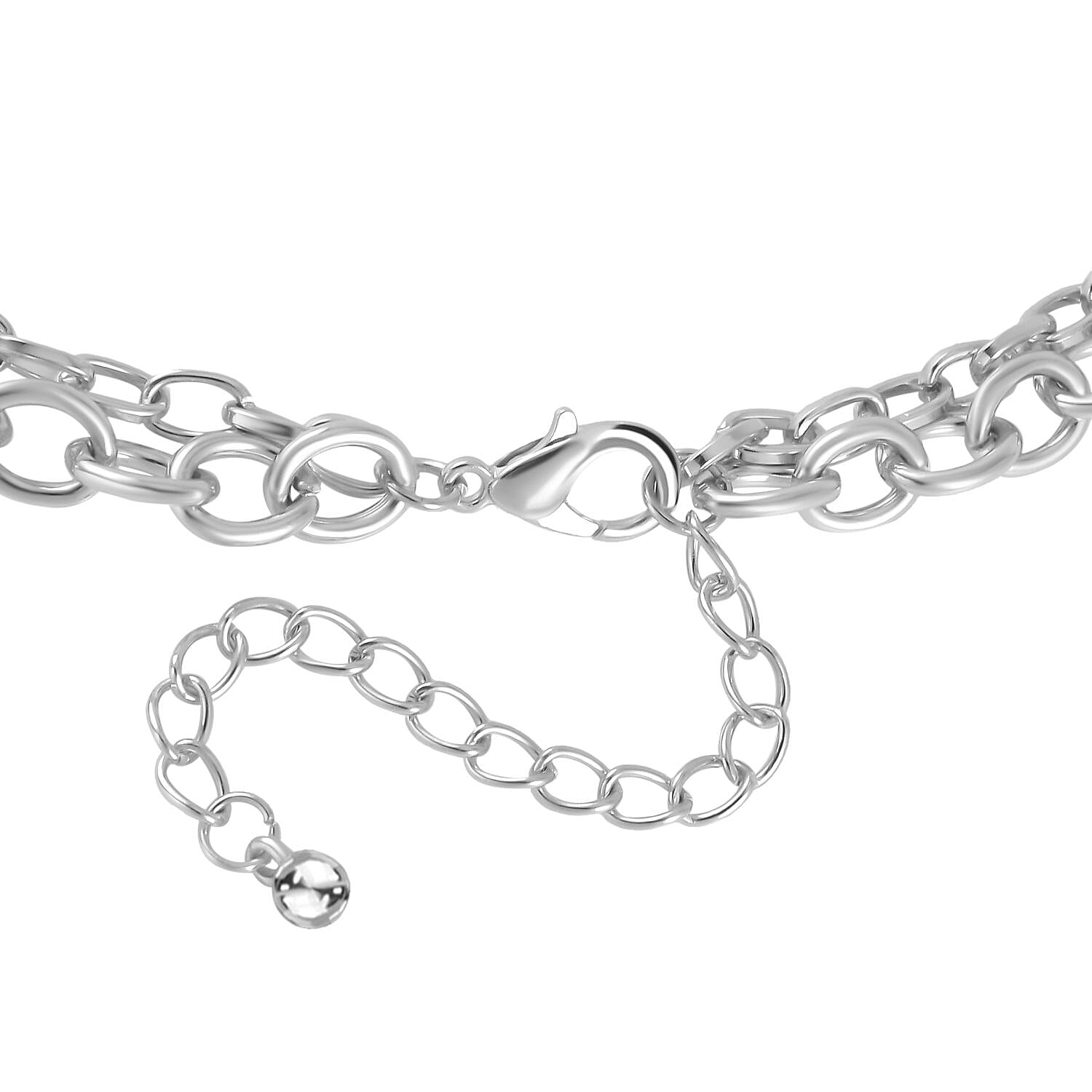 Freshwater Cultured Pearl Double Strand Necklace 20-22 Inches in Silvertone