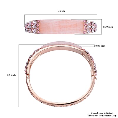 Galilea Rose Quartz, 20.00 ctw Pink Glass and Pink Austrian Crystal Bangle Bracelet in Rosetone (7.50 In)