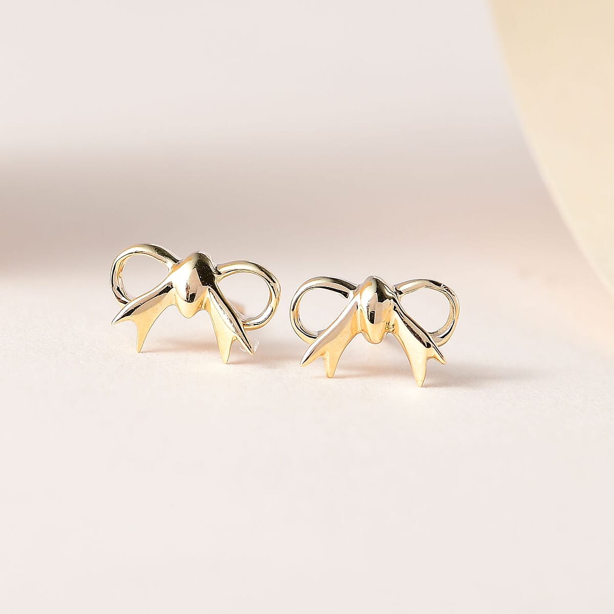 Luxoro 10K Yellow Gold Bow Knot Stud Earrings image number 1