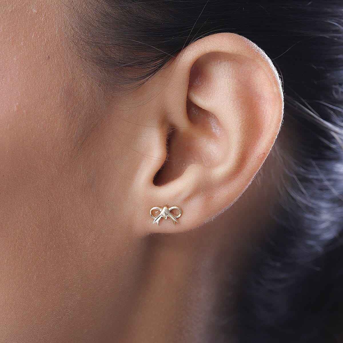 Luxoro 10K Yellow Gold Bow Knot Stud Earrings image number 2