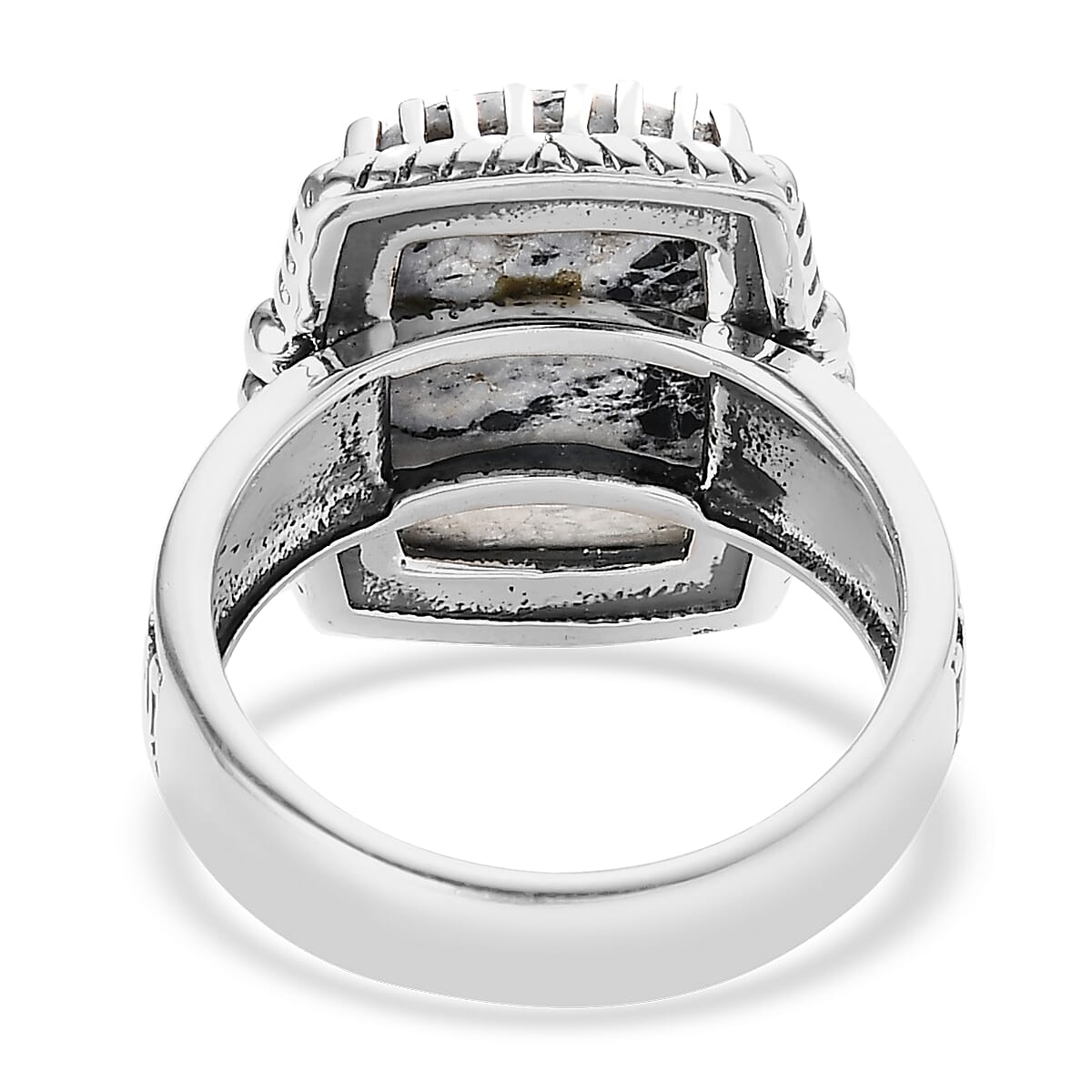 Artisan Crafted White Buffalo Solitaire Ring in Sterling Silver 6.40 ctw image number 4