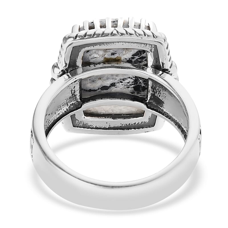 Artisan Crafted White Buffalo Solitaire Ring in Sterling Silver (Size 10.0) 6.40 ctw