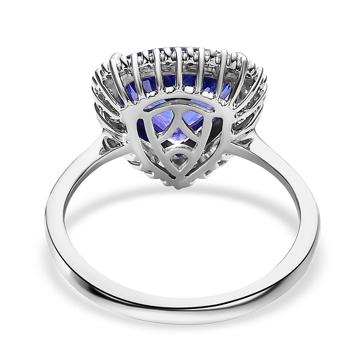 Rhapsody 950 Platinum AAAA Tanzanite, Diamond (E-F, VS2) Halo Ring (4.50 g) 3.25 ctw image number 4