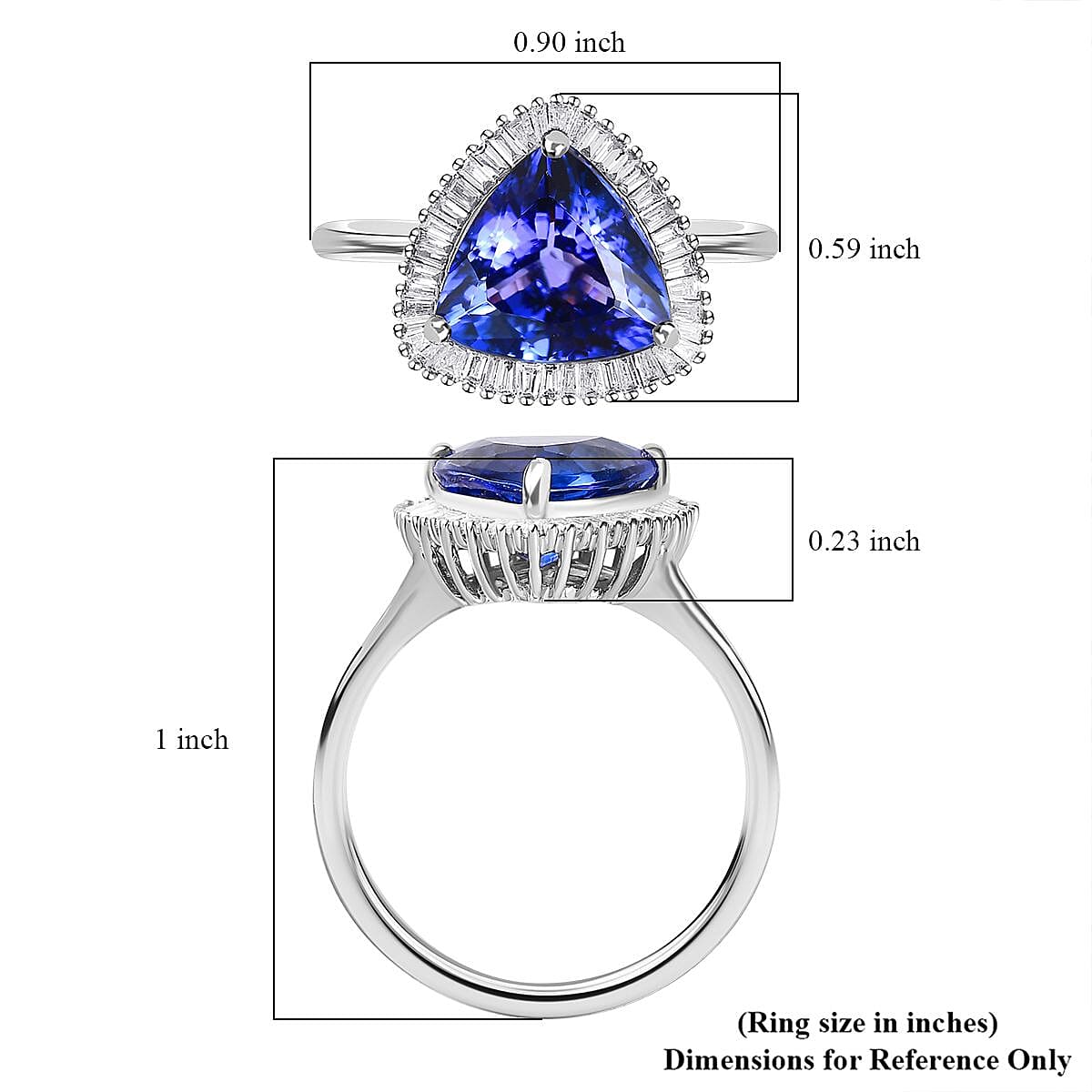 Rhapsody 950 Platinum AAAA Tanzanite, Diamond (E-F, VS2) Halo Ring (4.50 g) 3.25 ctw image number 5