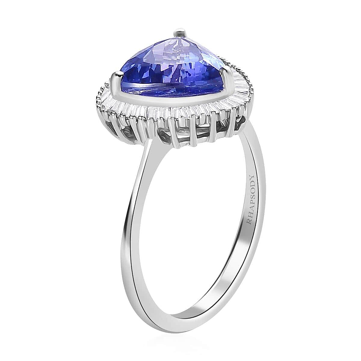 Rhapsody 950 Platinum AAAA Tanzanite and E-F VS2 Diamond Halo Ring (Size 6.0) 4.50 Grams 3.25 ctw image number 3