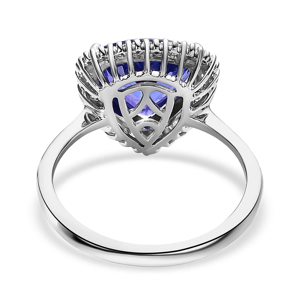 Rhapsody 950 Platinum AAAA Tanzanite and E-F VS2 Diamond Halo Ring (Size 6.0) 4.50 Grams 3.25 ctw image number 4