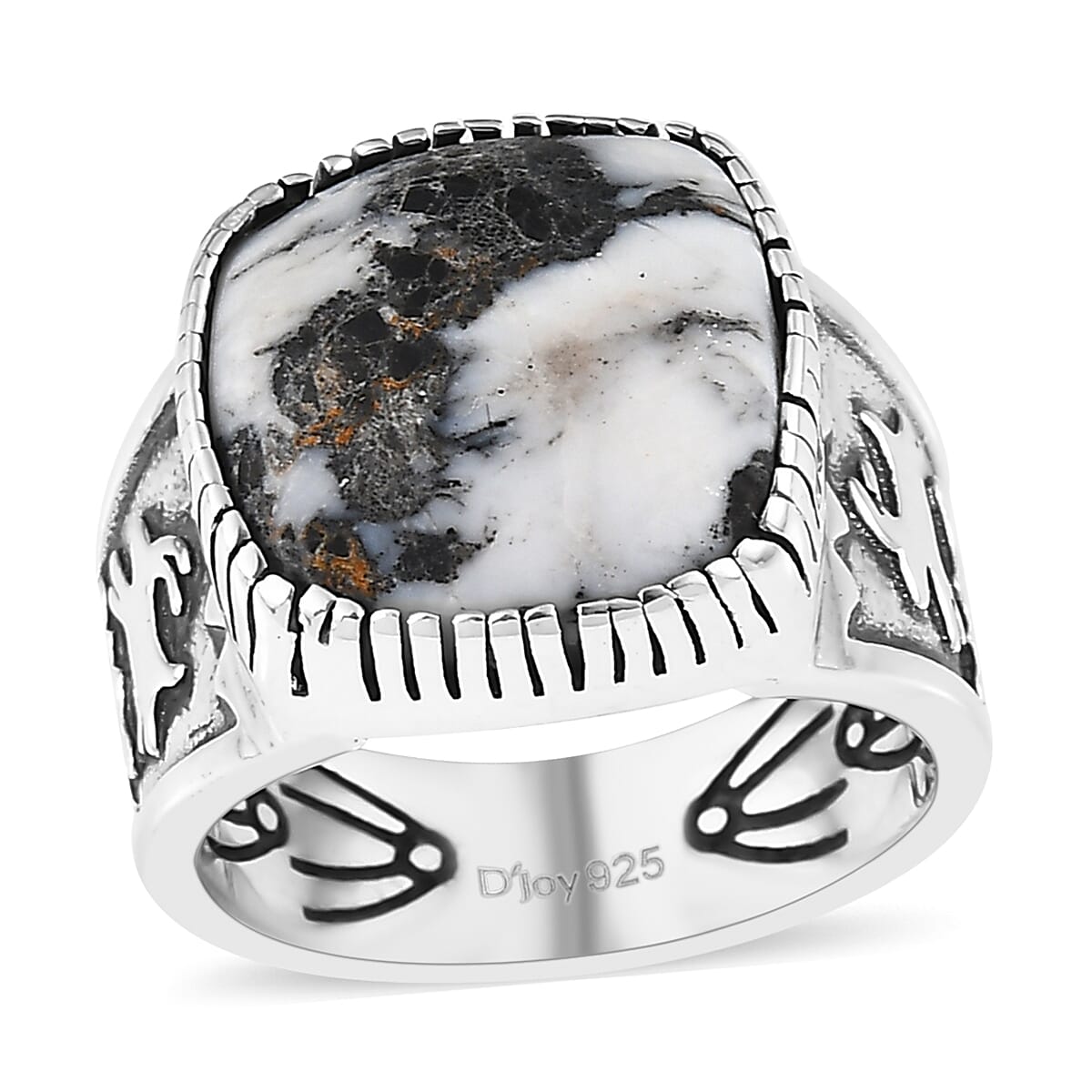 Artisan Crafted White Buffalo Solitaire Ring in Sterling Silver (Size 10.0) 9.40 ctw
