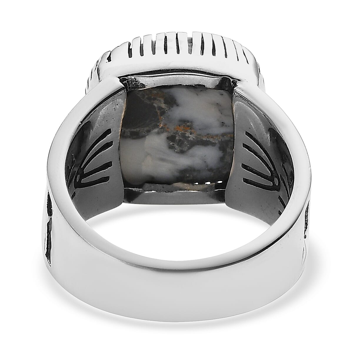 Artisan Crafted White Buffalo Solitaire Ring in Sterling Silver (Size 10.0) 9.40 ctw