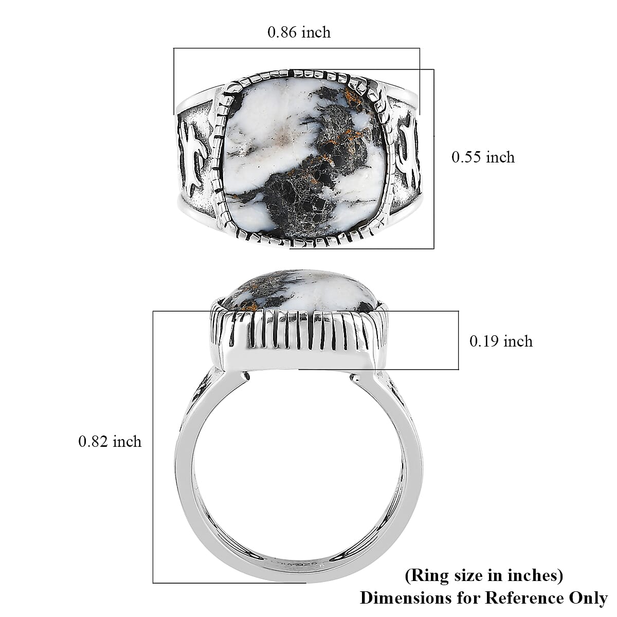 Artisan Crafted White Buffalo Solitaire Ring in Sterling Silver (Size 10.0) 9.40 ctw