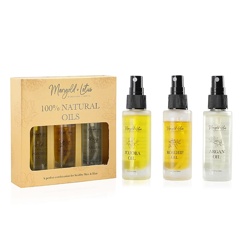 Marigold & Lotus Set of 3 Rosehip, Jojoba and Argan Oils 1.01oz