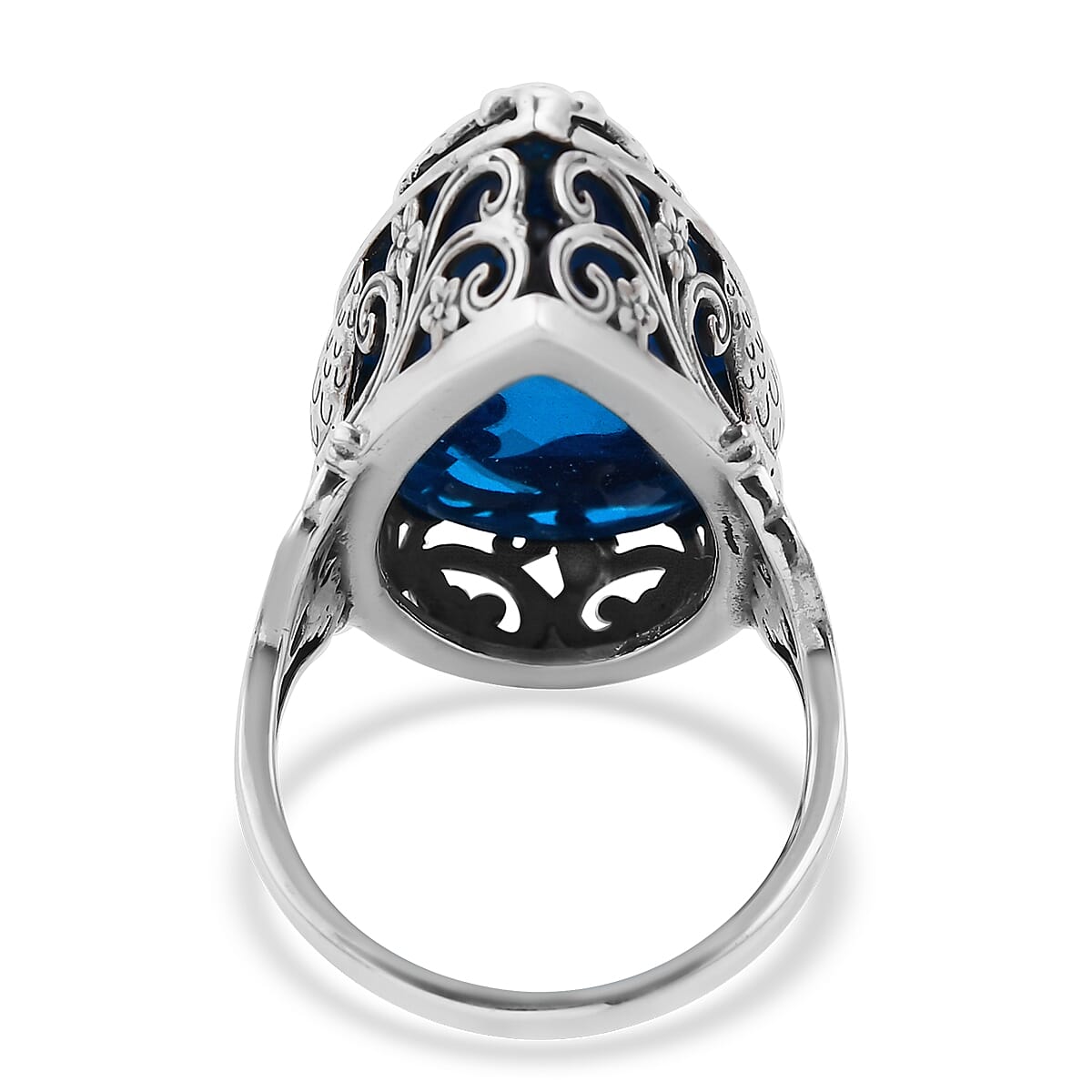 Bali Legacy Caribbean Quartz (Triplet) Peacock Ring in Sterling Silver (Size 11.0) 25.90 ctw image number 4