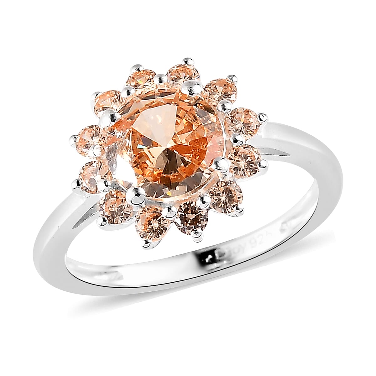 Simulated Black Diamond Floral Ring in Sterling Silver 2.85 ctw image number 0