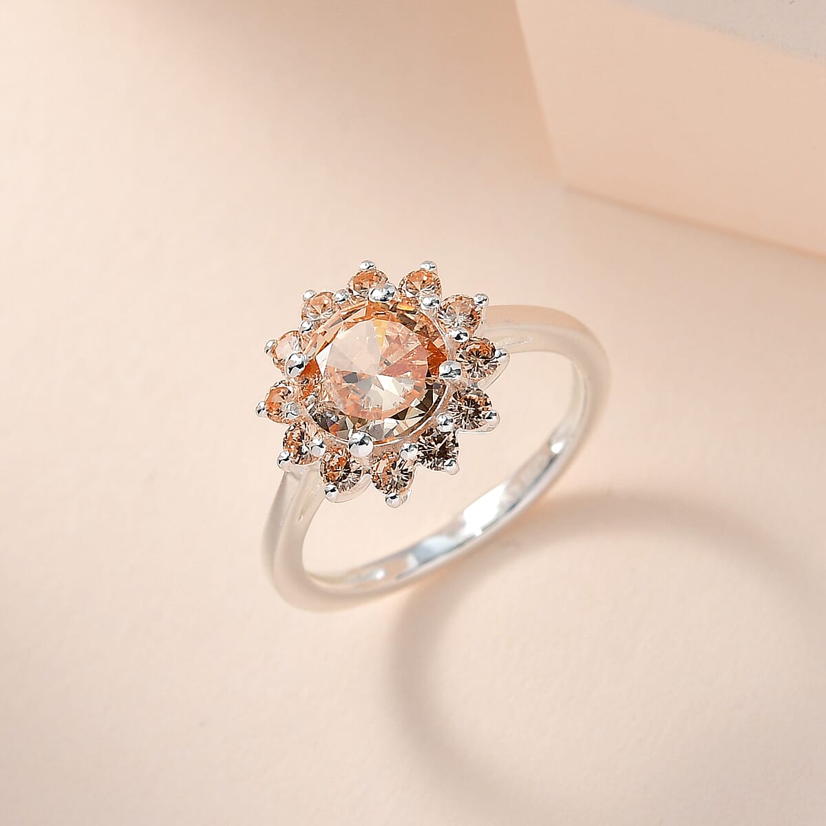 Simulated Black Diamond Floral Ring in Sterling Silver 2.85 ctw image number 1