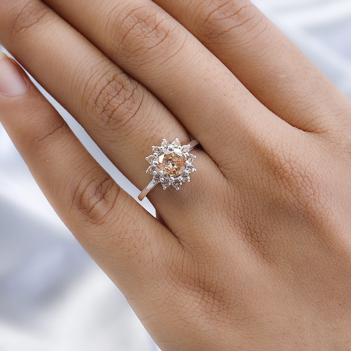 Simulated Black Diamond Floral Ring in Sterling Silver 2.85 ctw image number 2
