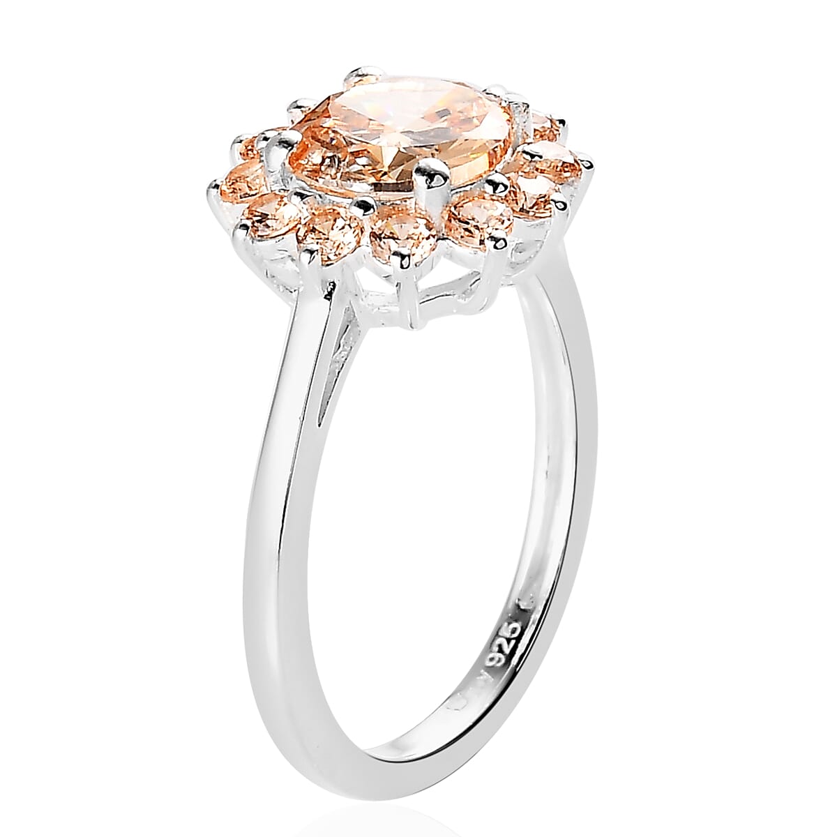 Simulated Black Diamond Floral Ring in Sterling Silver 2.85 ctw image number 3