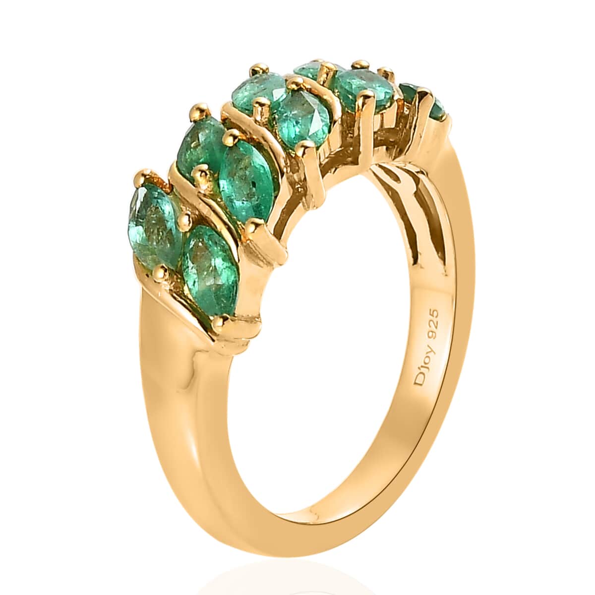 AAA Kagem Zambian Emerald Sea Waves Ring in Vermeil Yellow Gold Over Sterling Silver (Size 6.0) 1.25 ctw image number 3