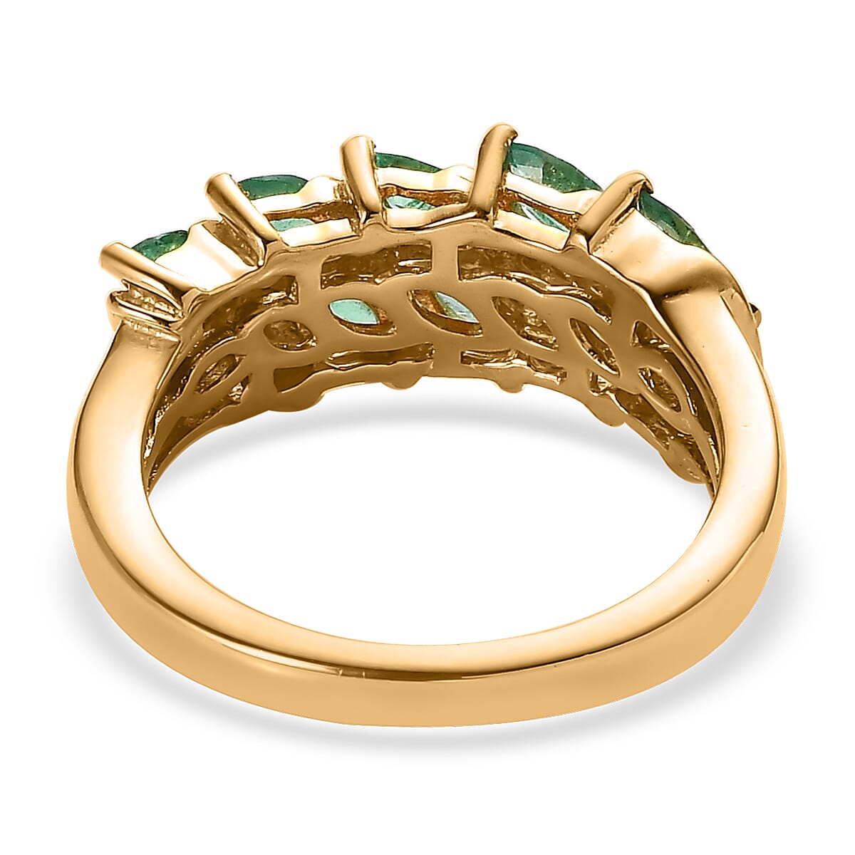 AAA Kagem Zambian Emerald Sea Waves Ring in Vermeil Yellow Gold Over Sterling Silver (Size 6.0) 1.25 ctw